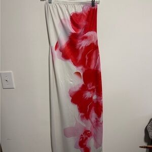 Floral Red and White Women's Skirt